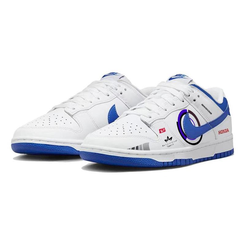 [Custom Red Alert] Nike Dunk Skateboarding Shoes Men Low-top Blue/white