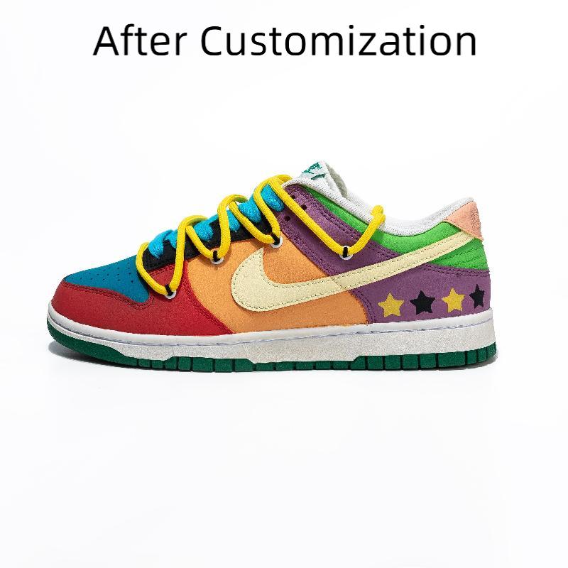 [Custom Men's Powerpuff Girls] Nike Dunk Skateboarding Shoes Men Low-top Red/Orange/Purple