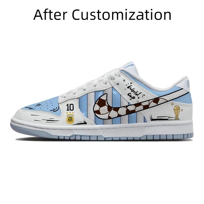 [Custom The Argentina team] Nike Dunk Skateboarding Shoes Men Low-top Blue/white