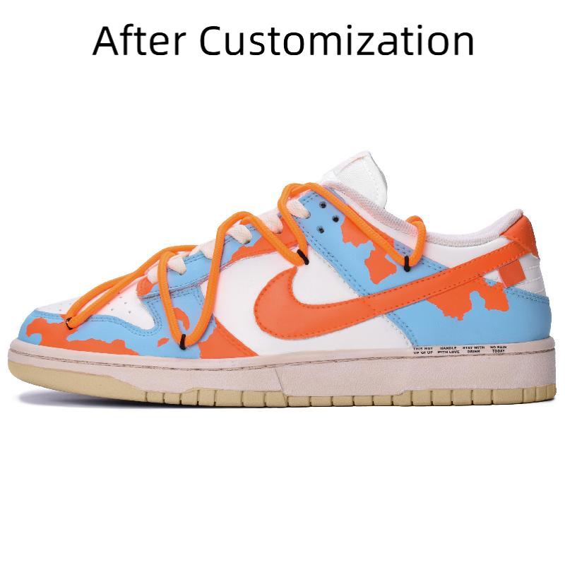 [Custom Rainforest for men and women] Nike Dunk Skateboarding Shoes Unisex Low-top Blue/Orange