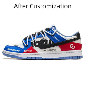 [Custom The cold winter is vast and clear] Nike Dunk Skateboarding Shoes Unisex Low-top White/Blue