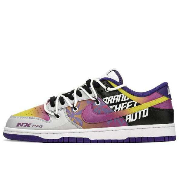 [Custom Beach]  Dunk Skateboarding Shoes Men Low-top Black/purple