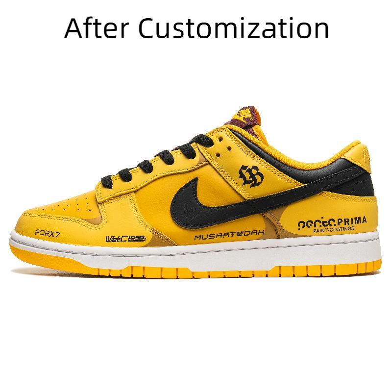 [Custom Dazzling radiance] Nike Dunk Skateboarding Shoes Men Low-top Yellow/black