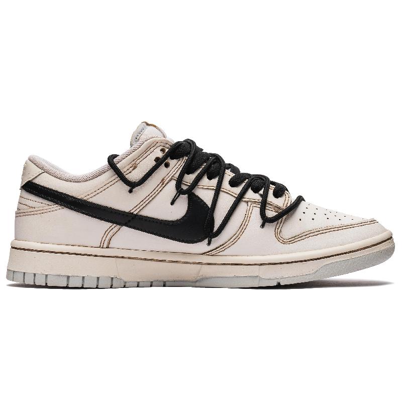 [Custom Men's ink-wash art in black and blue]  Dunk Skateboarding Shoes Men Low-top Blue/Brown