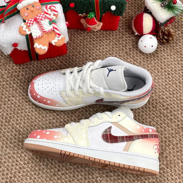 [Custom Gradient Polka Dots] Jordan Air Jordan 1 Low Top Unisex Skateboarding Shoes