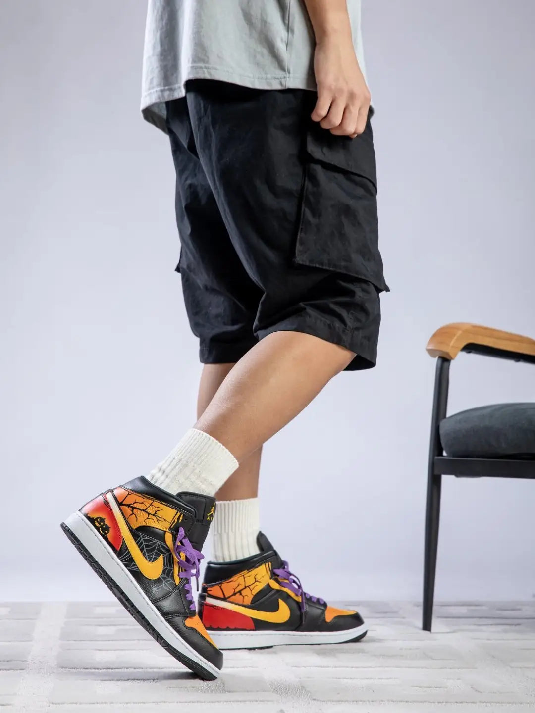 [Custom Halloween Night Fright] Air Jordan 1 High Top Unisex Skateboarding Shoes
