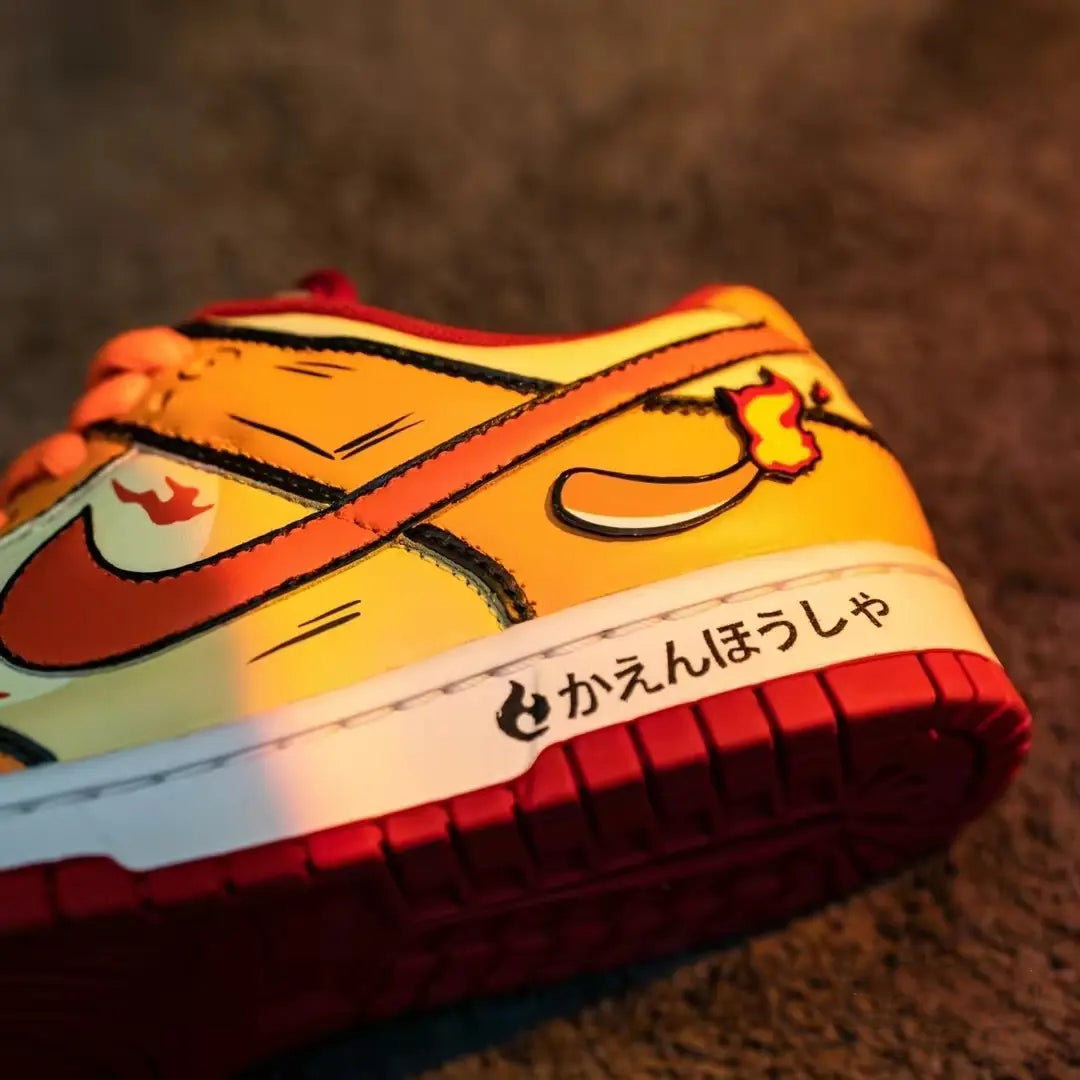 [Custom The men's little fire dragon is orange-yellow]  Dunk Skateboarding Shoes Men