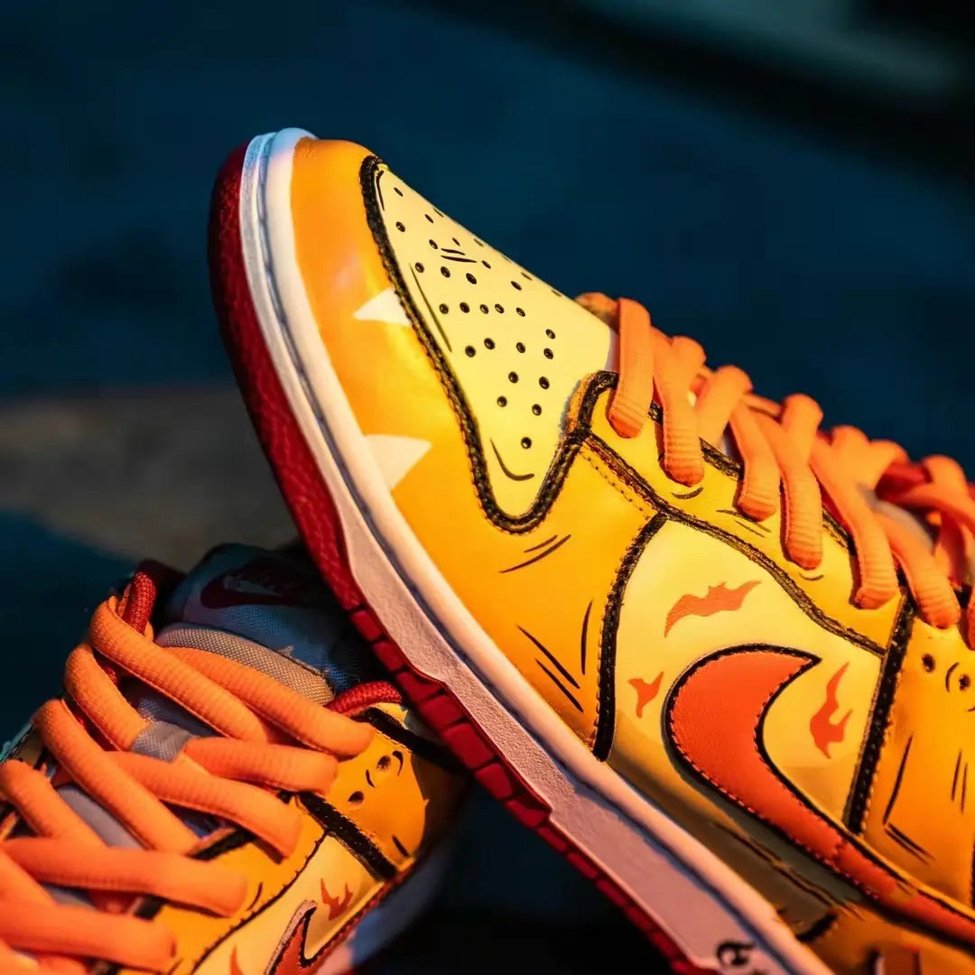 [Custom The men's little fire dragon is orange-yellow]  Dunk Skateboarding Shoes Men