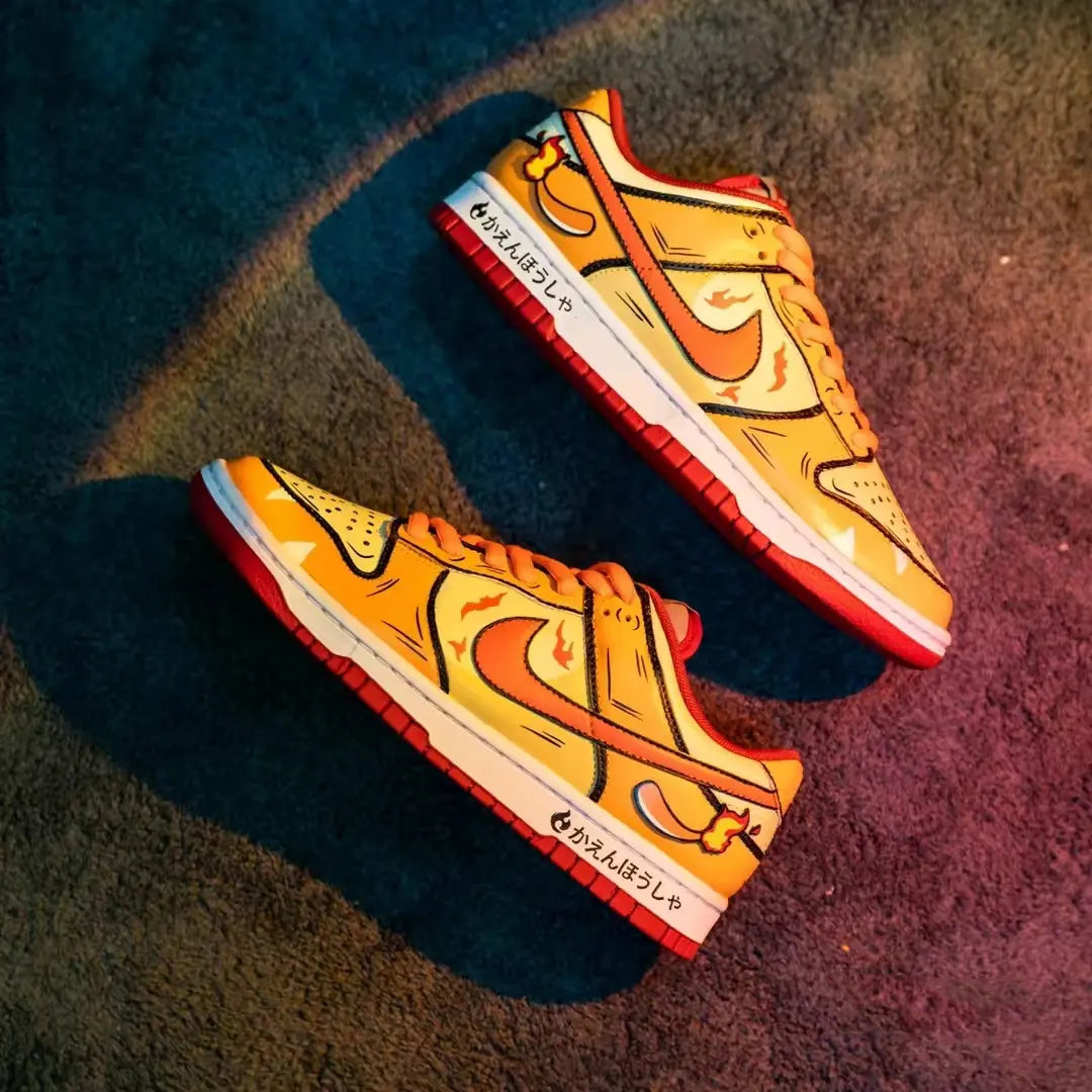 [Custom The men's little fire dragon is orange-yellow]  Dunk Skateboarding Shoes Men