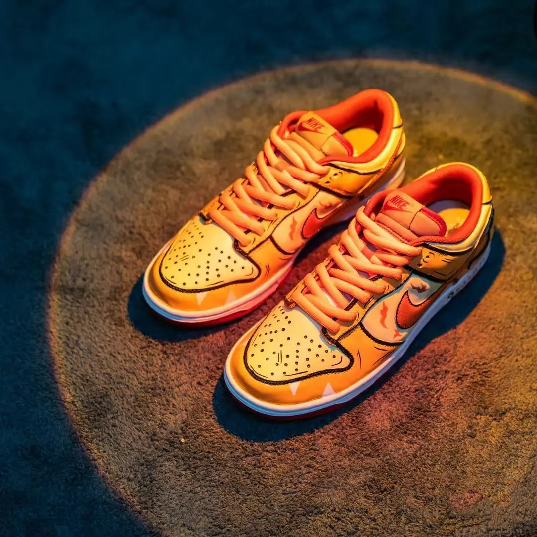 [Custom The men's little fire dragon is orange-yellow]  Dunk Skateboarding Shoes Men