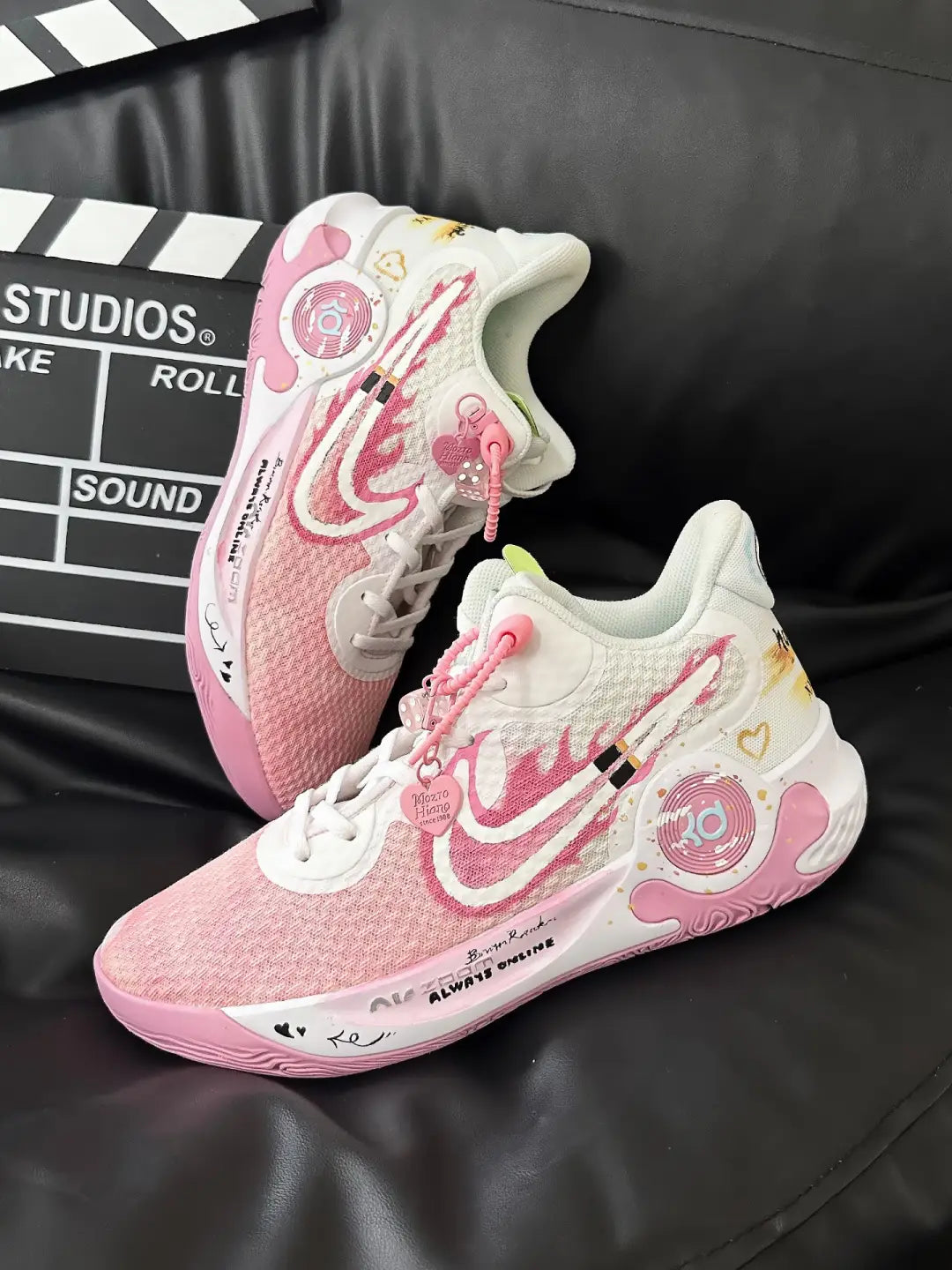 [Custom Pink Flame Encounter] Nike KD Trey 5 IX Vintage Basketball Shoes Unisex Mid-top White/pink