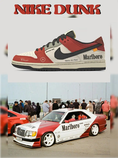 [Custom Dunk X Marlboro🏎️] Dunk Skateboarding Shoes Unisex Low-top