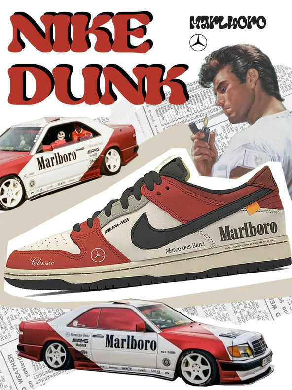 [Custom Dunk X Marlboro🏎️] Dunk Skateboarding Shoes Unisex Low-top