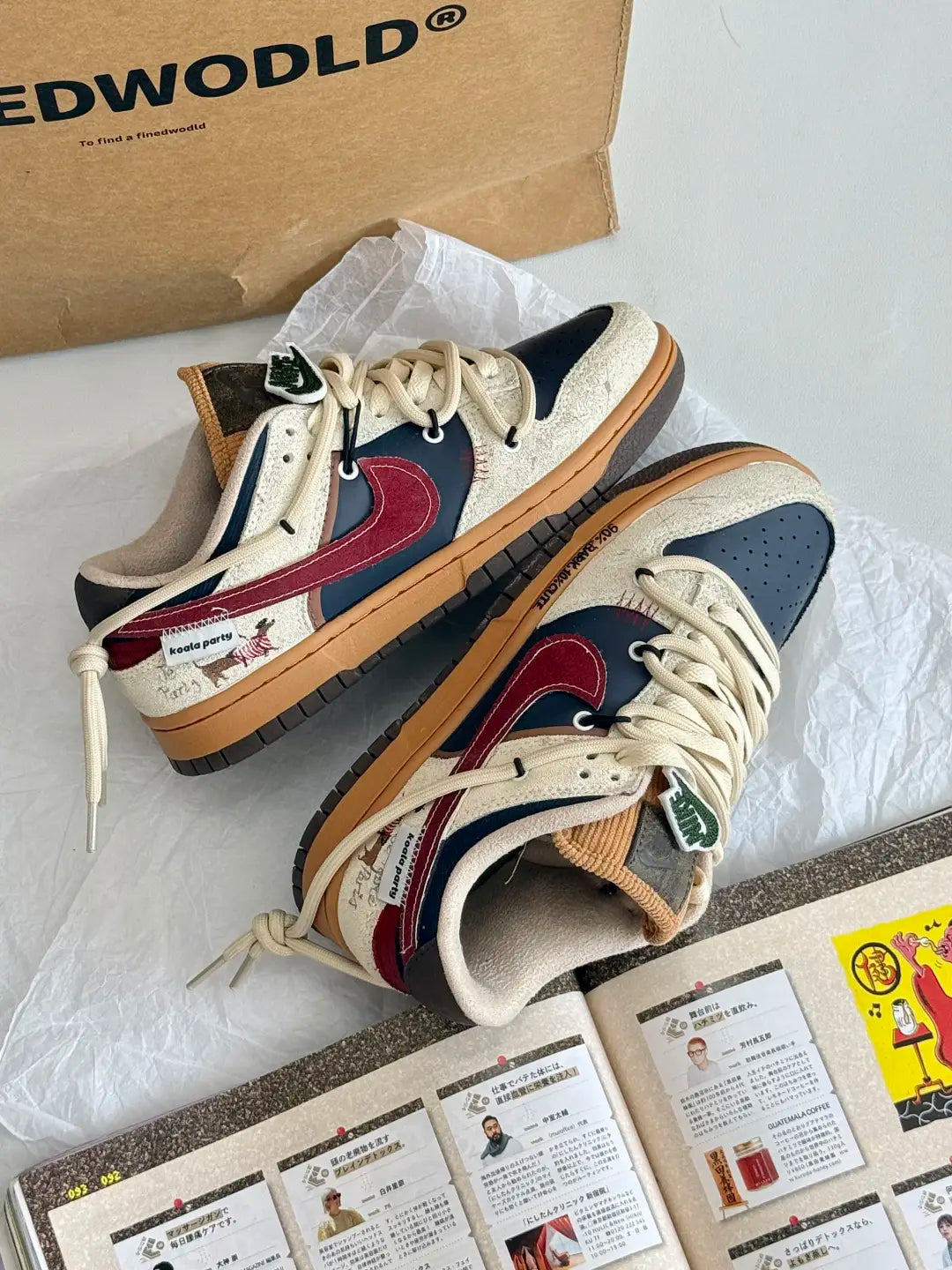 [Custom Leisure Time] Dunk Skateboarding Shoes Unisex Brown/Beige/Red