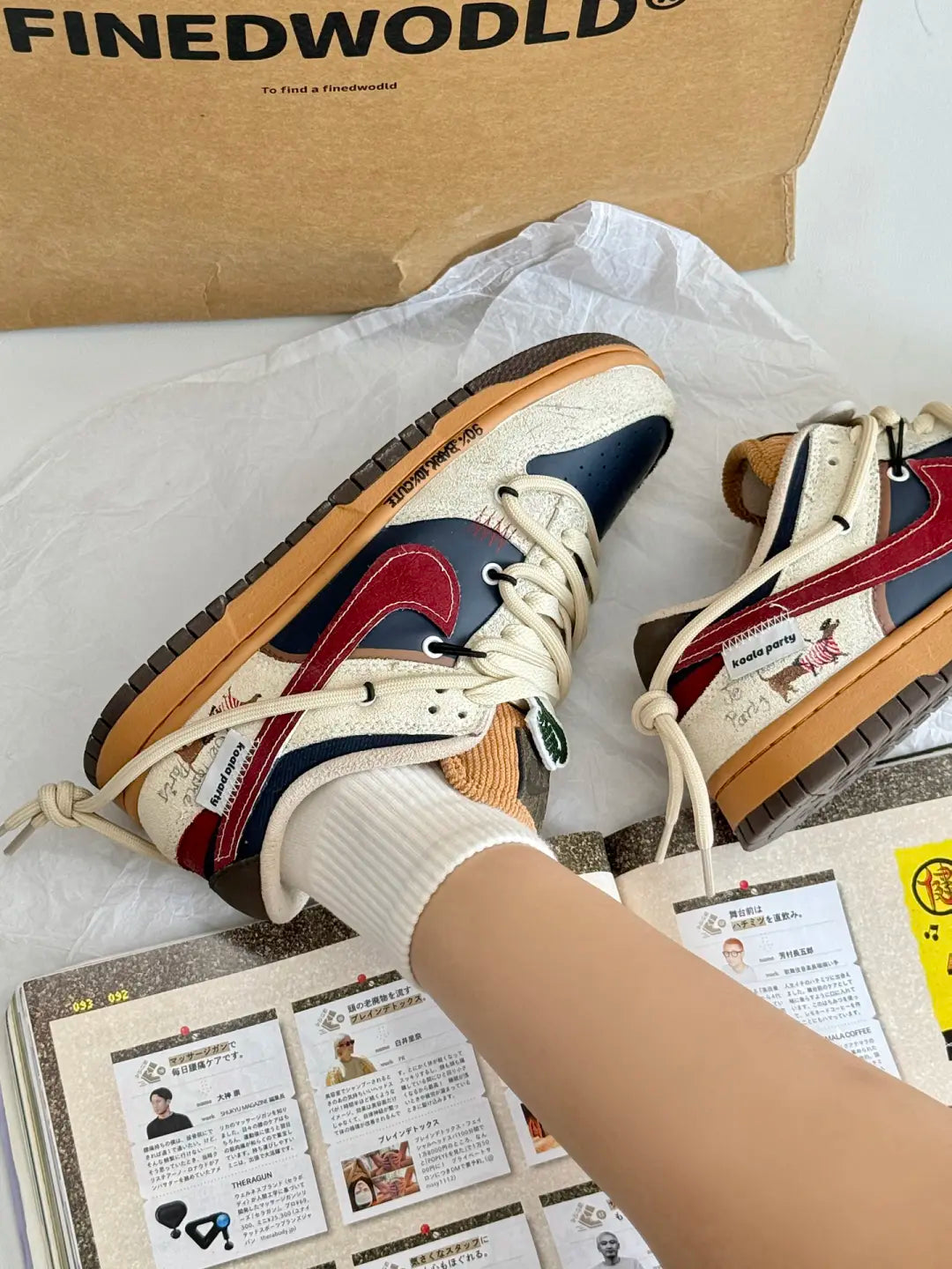 [Custom Leisure Time] Dunk Skateboarding Shoes Unisex Brown/Beige/Red