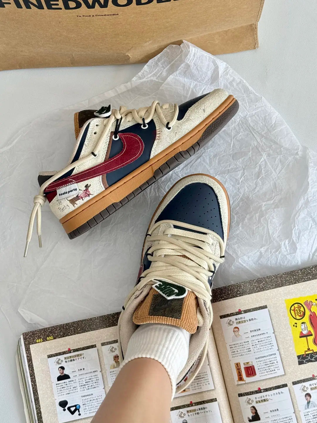 [Custom Leisure Time] Dunk Skateboarding Shoes Unisex Brown/Beige/Red