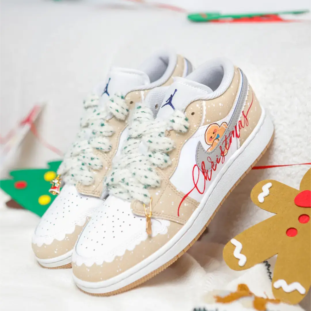 [Custom Christmas Gingerbread Man] Dunk Skateboarding Shoes Women's Low-top