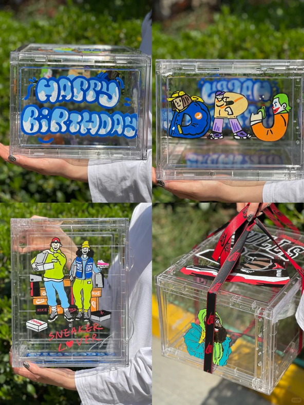 Personalized Graffiti Transparent Custom Shoe Box（Personalized customization required, please contact customer service)