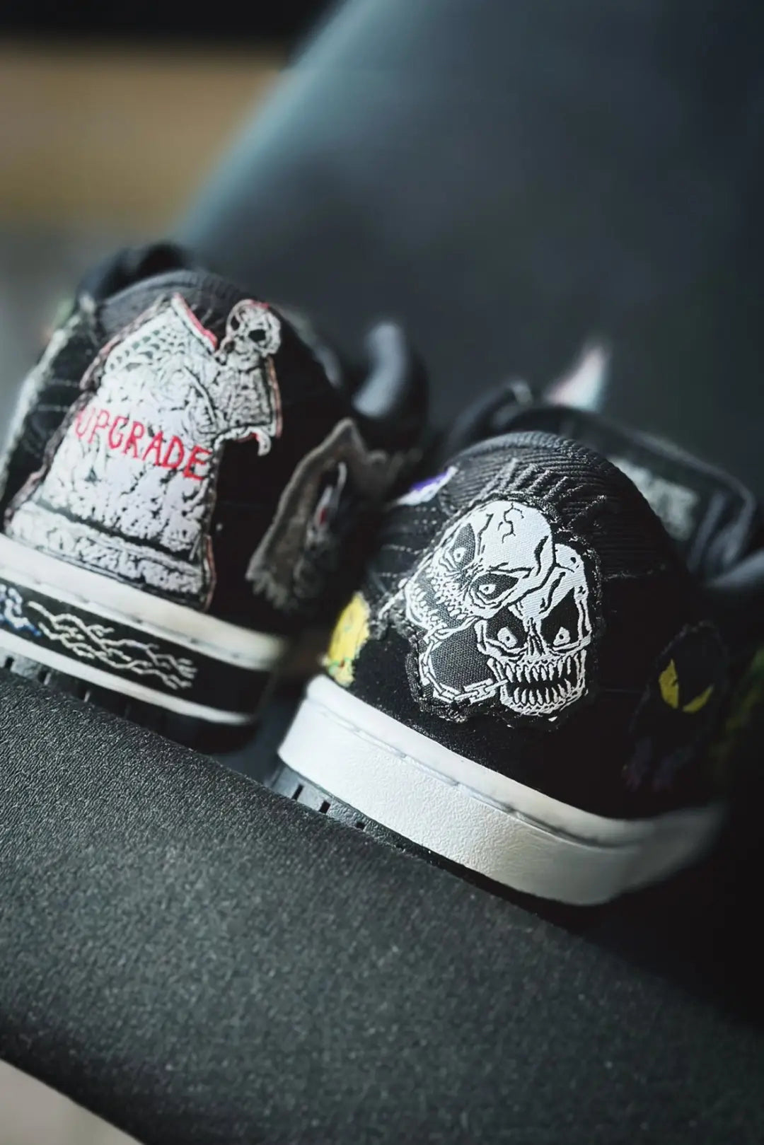 [Custom Night Parade of a Hundred Demons] Dunk Skateboarding Shoes Unisex Black/Cartoon Embroidery