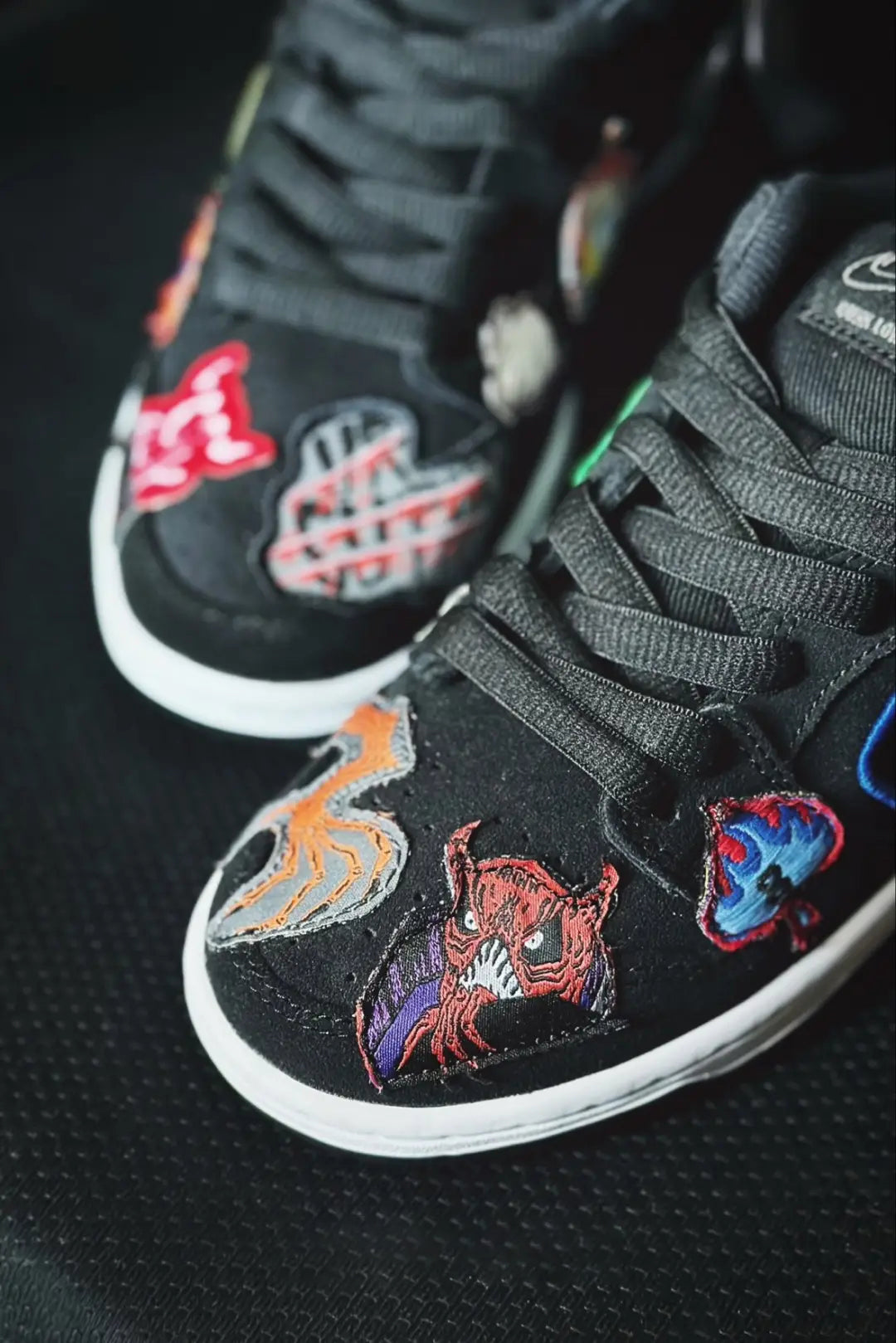 [Custom Night Parade of a Hundred Demons] Dunk Skateboarding Shoes Unisex Black/Cartoon Embroidery