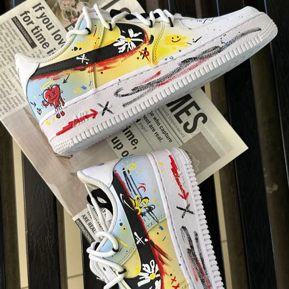 [Custom Female Mondrian graffiti]  Air Force 1 Skateboarding Shoes Women's