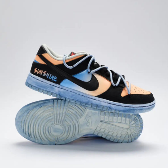 [Custom Men's California sunset black orange blue]  Dunk Skateboarding Shoes Men