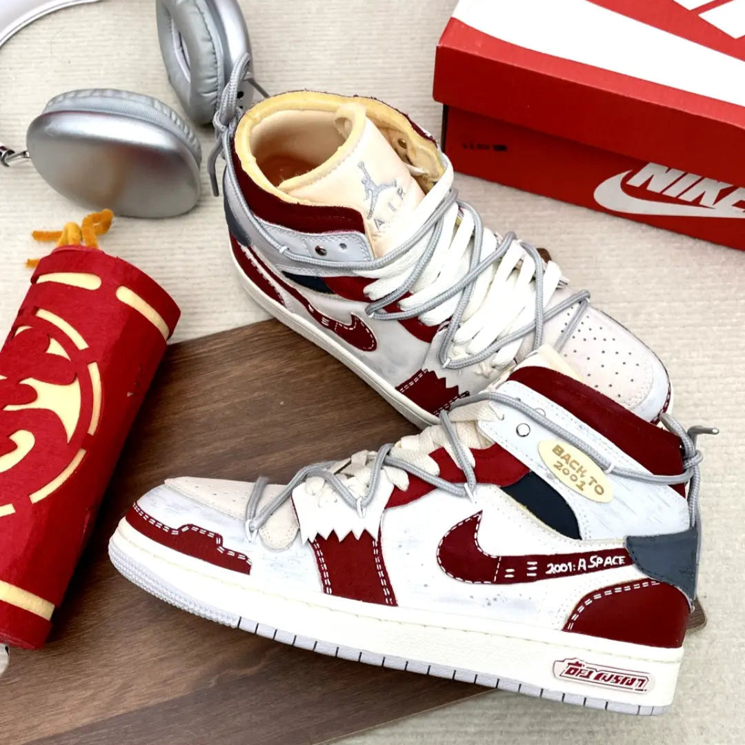 [Custom Trendy Deconstructed] Jordan Air Jordan 1 Skateboarding Shoes Unisex