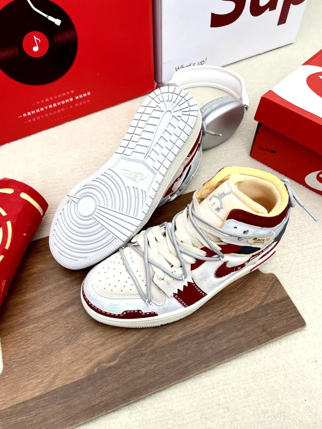 [Custom Trendy Deconstructed] Jordan Air Jordan 1 Skateboarding Shoes Unisex