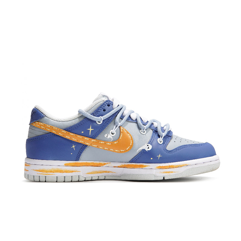 [Custom Ghostly Night] Dunk Skateboarding Shoes Unisex Low-top Blue/Gray