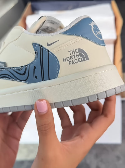 [Custom Blue Zebra] Air Jordan 1 - Top Unisex Skateboarding Shoes White/Blue