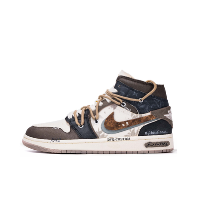 [Custom Wilderness Graffiti] Air Jordan 1 Men's Skateboarding Shoes
