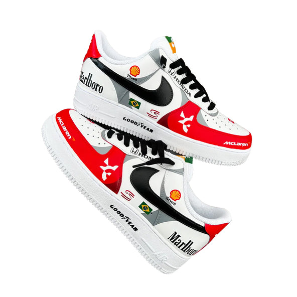 [Custom Mclaren F1] Air Force 1 Skateboarding Shoes Unisex Low-top White/Red