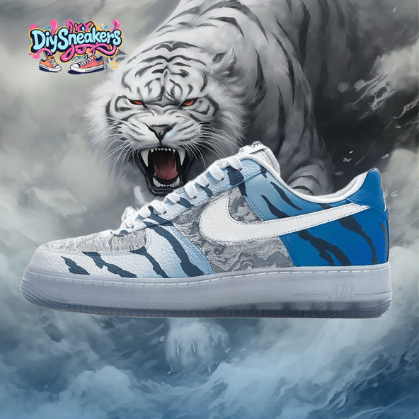 [Custom Men's style in the Year of the Tiger, white and blue]  Men’s Air Force 1 Low EMB Sneakers White/Blue
