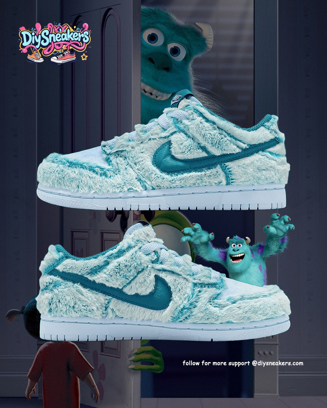 [Custom Furry Monsters - Sullivan] Dunk Skateboarding Shoes Unisex Blue