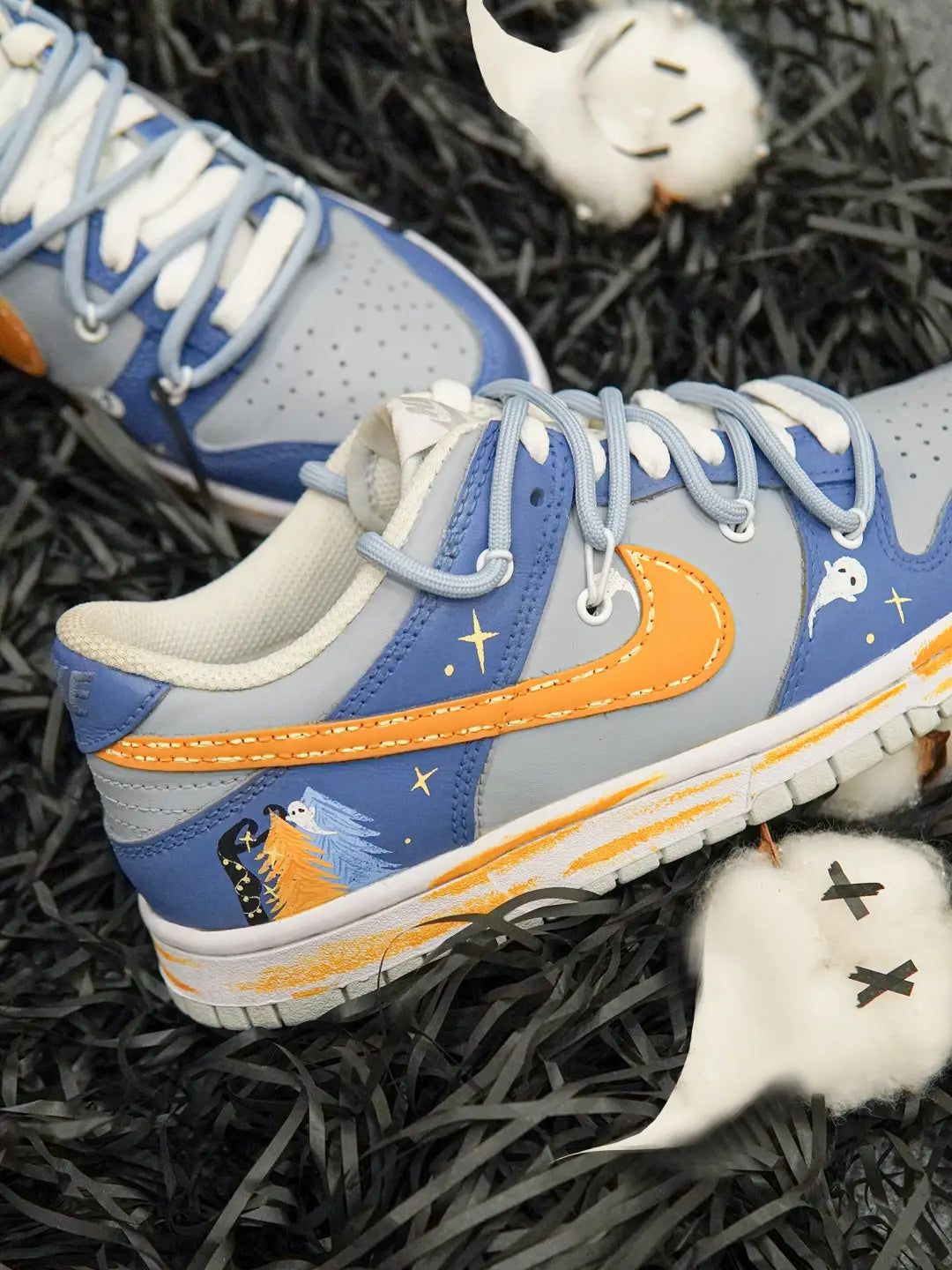 [Custom Ghostly Night] Dunk Skateboarding Shoes Unisex Low-top Blue/Gray