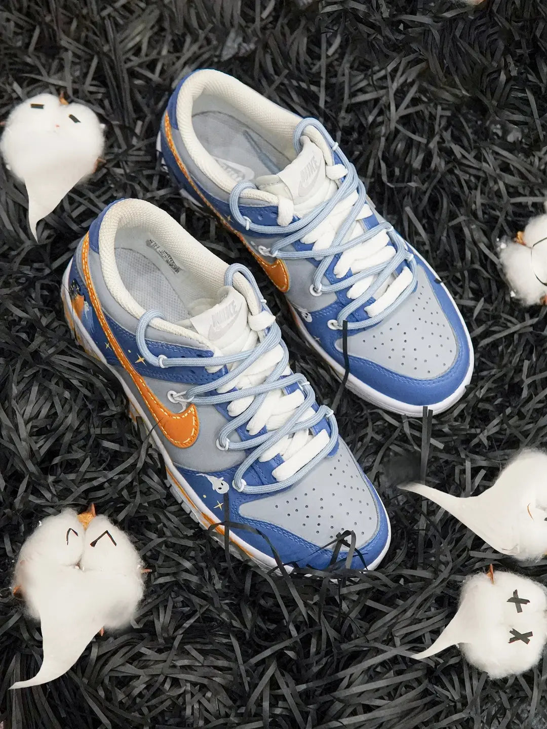 [Custom Ghostly Night] Dunk Skateboarding Shoes Unisex Low-top Blue/Gray