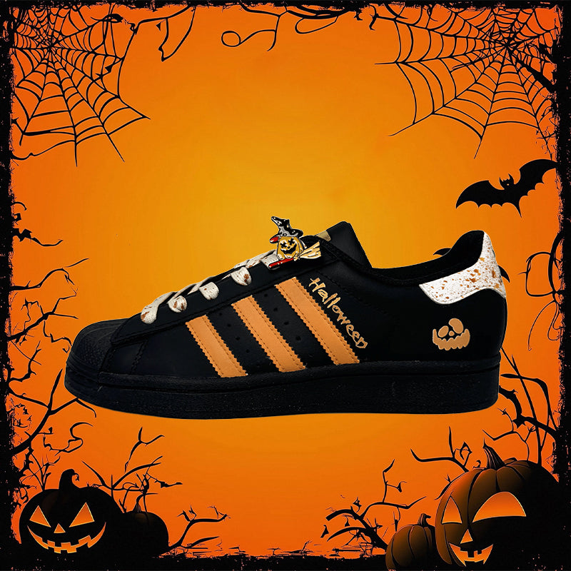 [Custom Pumpkin Kicks] originals SUPERSTAR Low Top Halloween Series Black