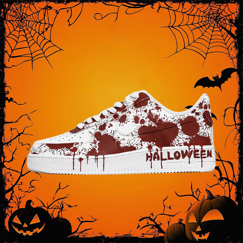 [Customized Cursed Sole] Air Force 1 Low-top Shoes Unisex White/Red Halloween Series