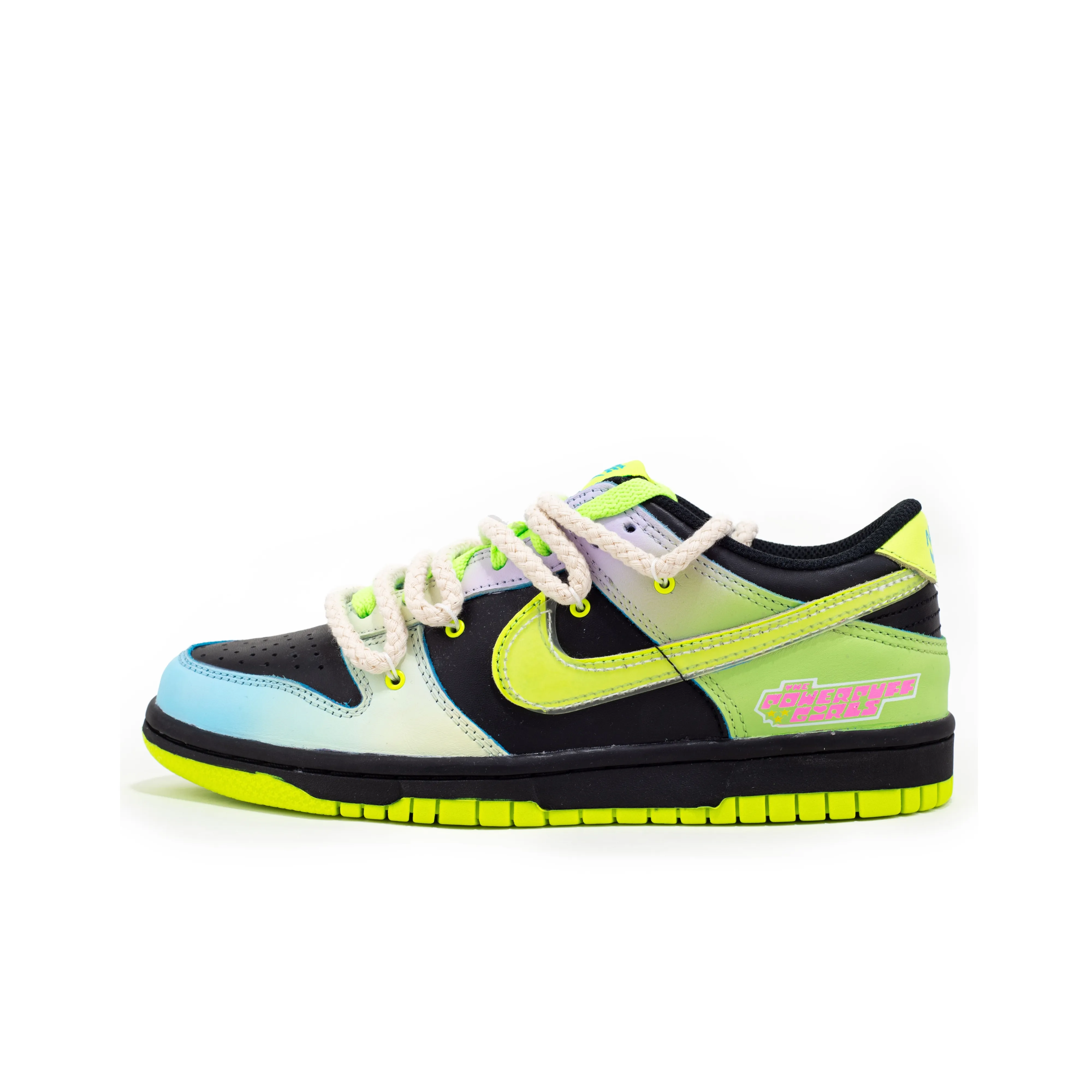 [Custom The Powerpuff Girls/Buttercup] Dunk Low Skateboard Shoes Green/Faded Color