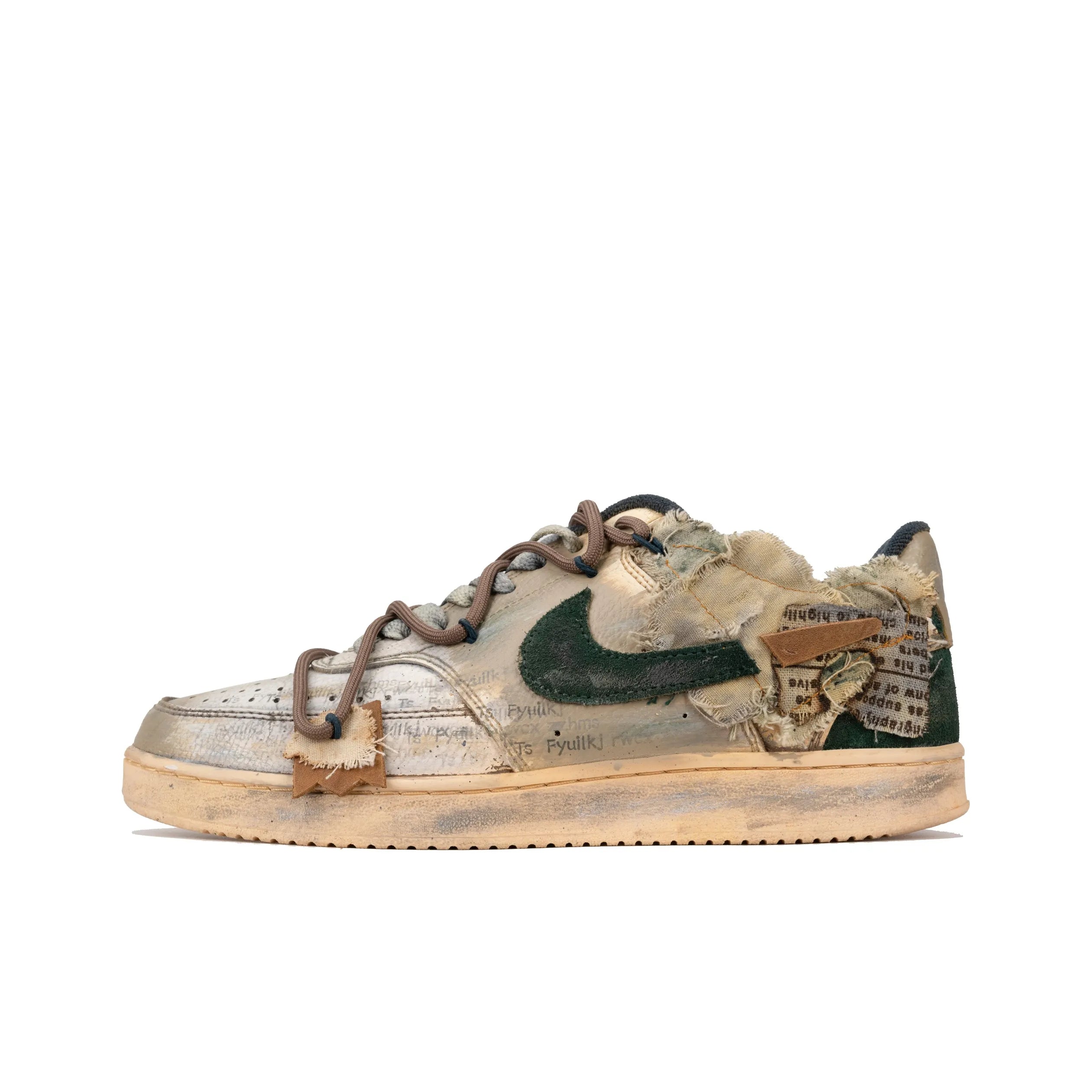 [Custom Broken World] Court Vision Low Skateboard Shoes Unisex Wasteland-style Brown/Green
