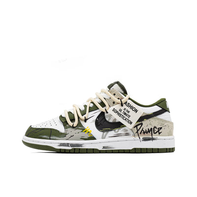 [Custom No Man's Land / Graffiti] Dunk Low Skateboard Shoes Unisex Green