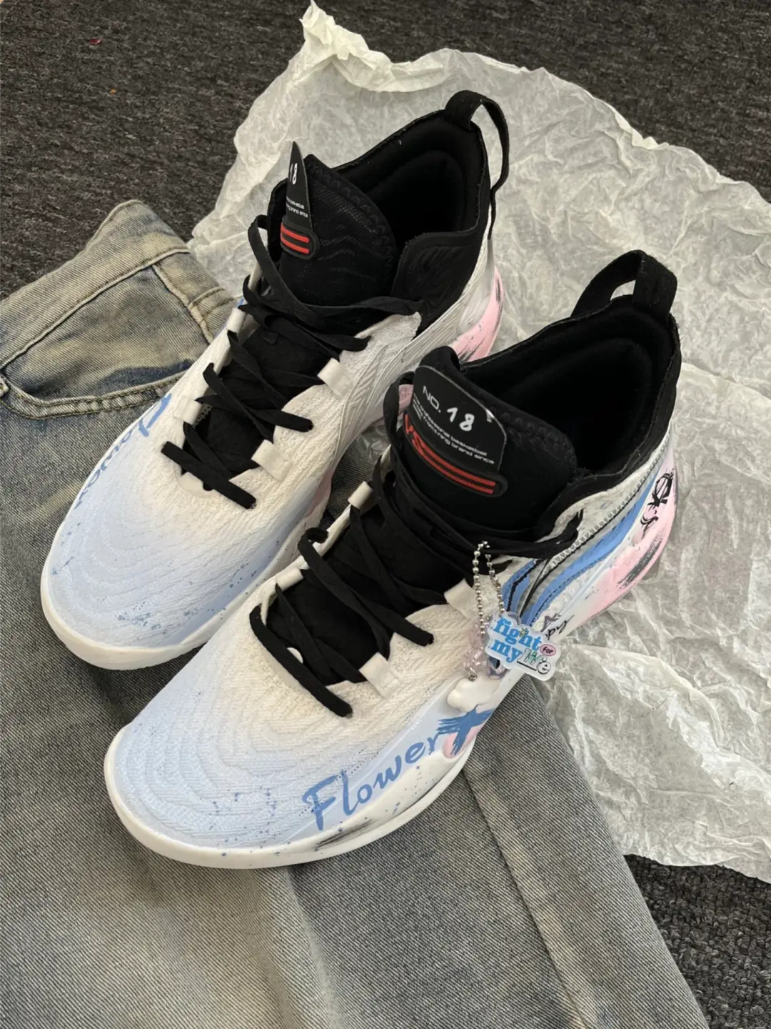 [Free Walk - Blue and Pink Color Clash] Custom Street LiNing Basketball Shoes Unisex