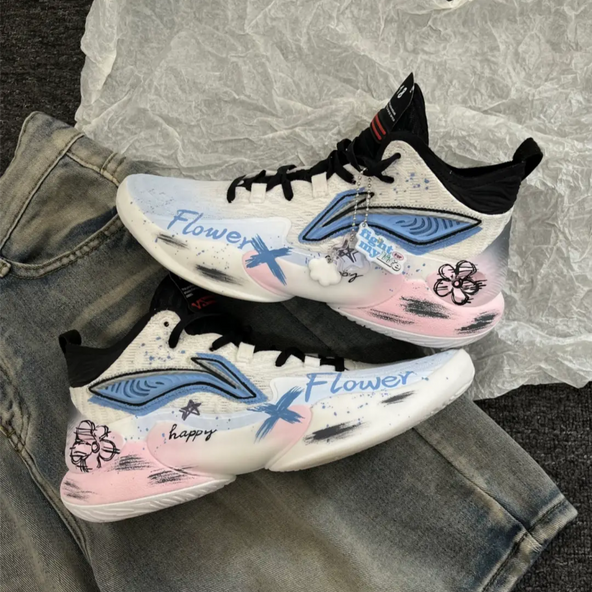 [Free Walk - Blue and Pink Color Clash] Custom Street LiNing Basketball Shoes Unisex