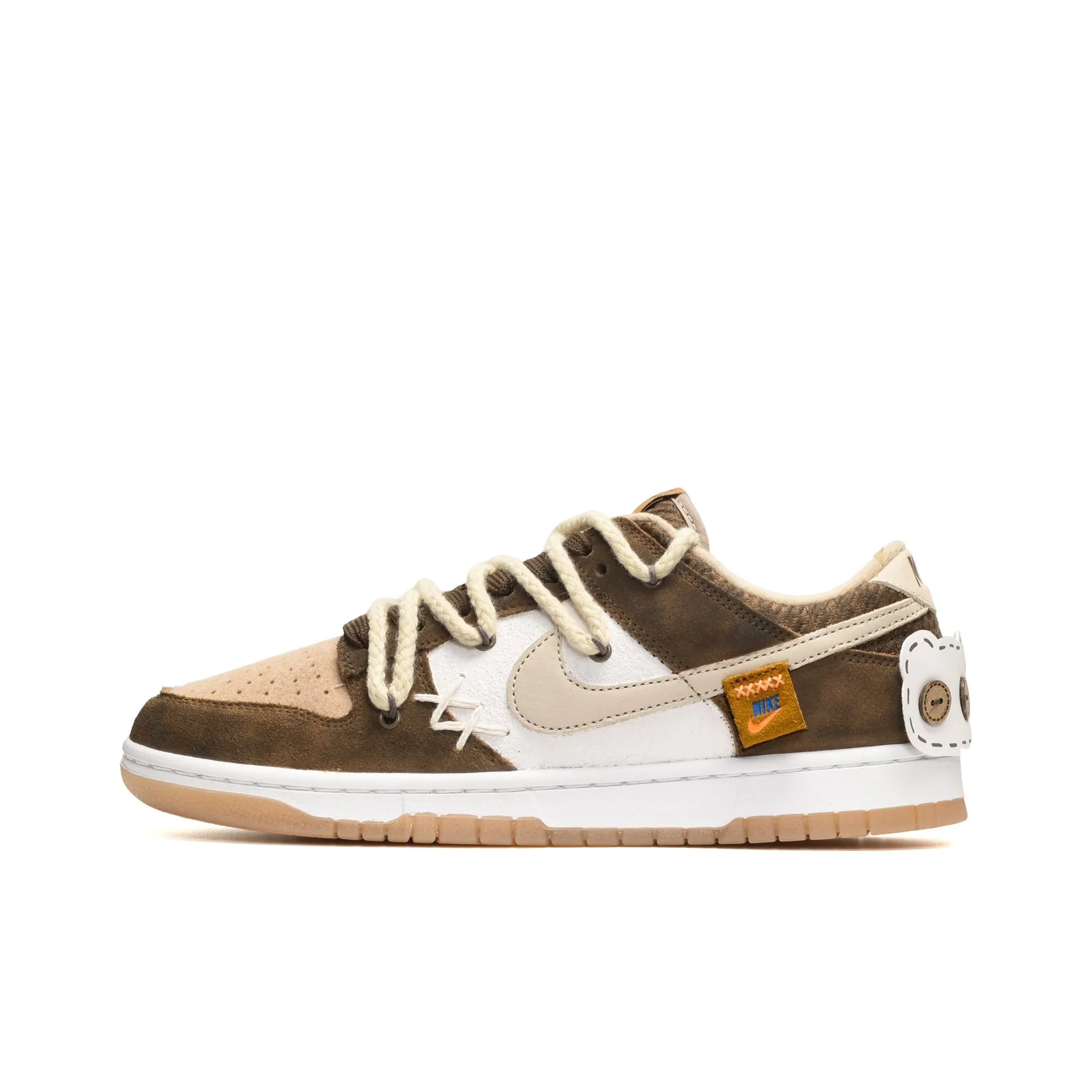 [Custom Bear Cub] Dunk Skateboarding Shoes Unisex Brown/White