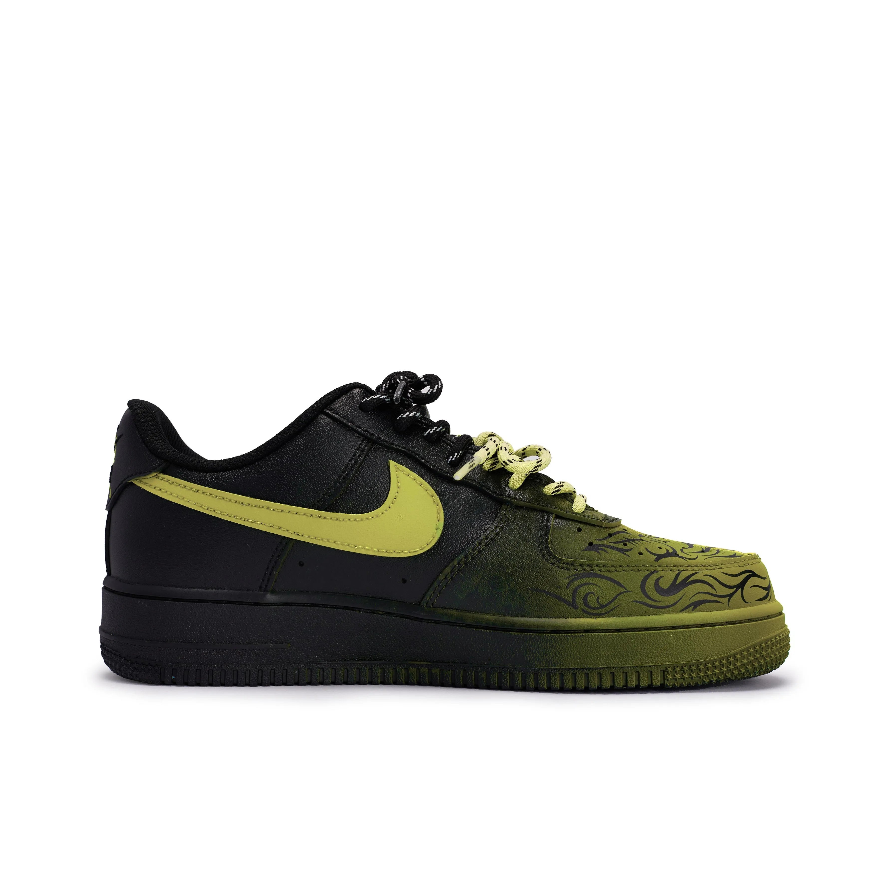 [Custom Graffiti Hand-Painted Floral Pattern Black Tiffany] Air Force 1 Skateboarding Shoes Unisex