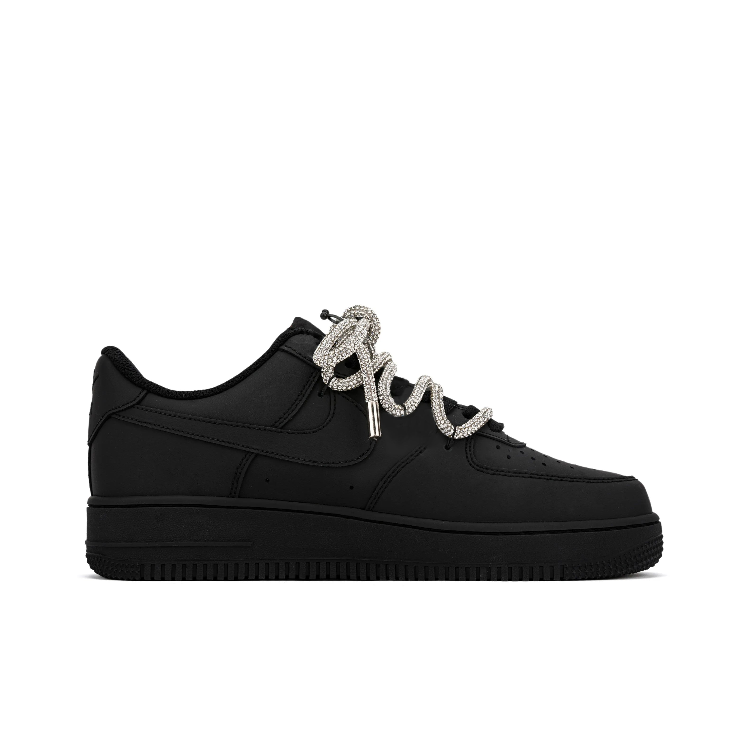 [Customized Diamond Alliance] Air Force 1 Low-top Shoes Unisex Blcak With Diamond Decoration