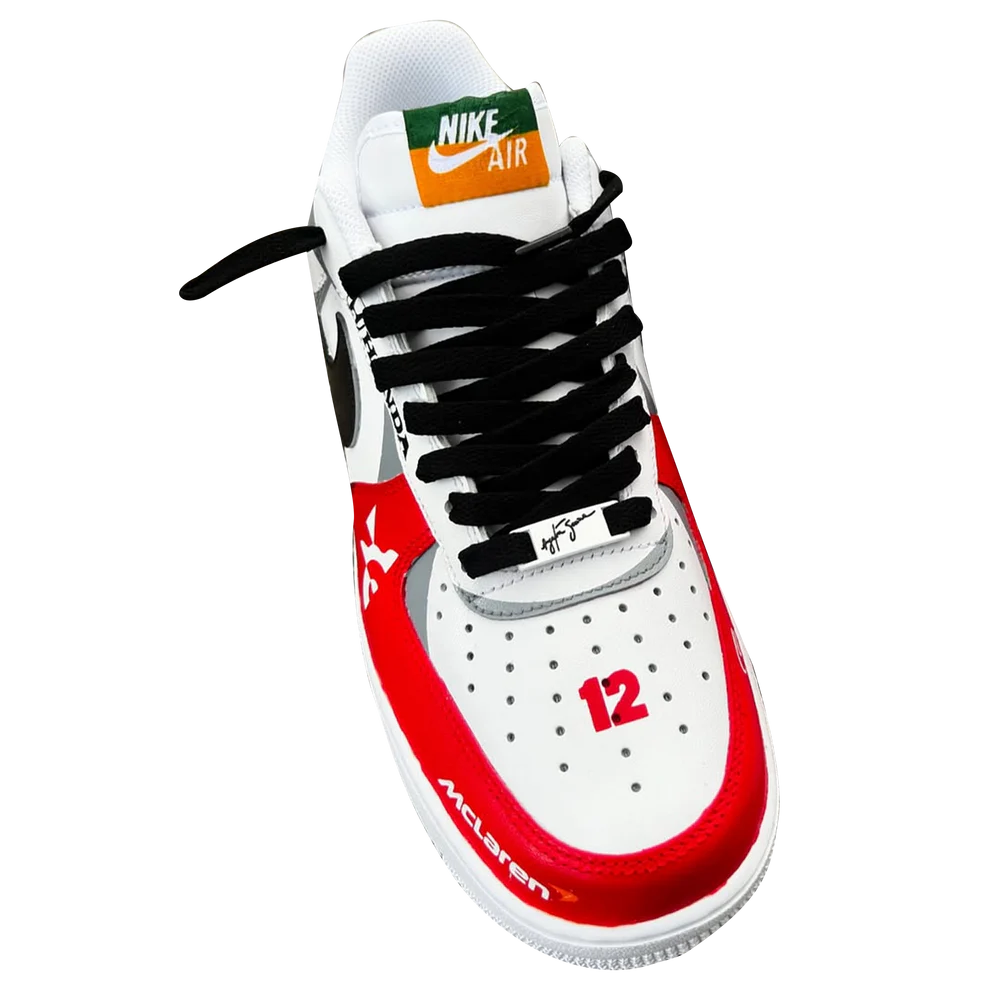 [Custom Mclaren F1] Air Force 1 Skateboarding Shoes Unisex Low-top White/Red