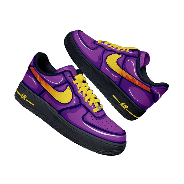 [Custom Ramone X Cars] Air Force 1 Skateboarding Shoes Unisex Low-top Purple/Yellow
