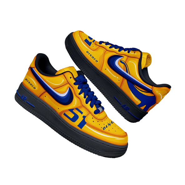[Custom Cruz X Cars] Air Force 1 Skateboarding Shoes Unisex Low-top Yellow/Blue