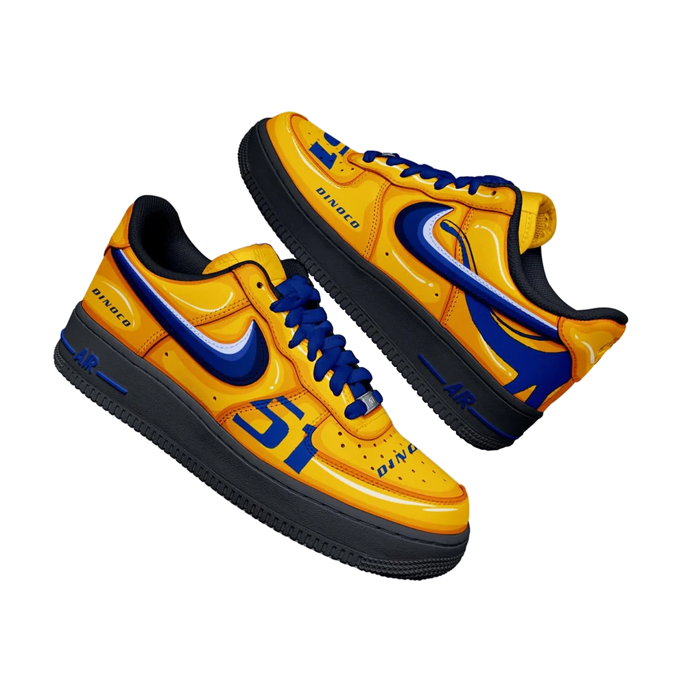 [Custom Cruz X Cars] Air Force 1 Skateboarding Shoes Unisex Low-top Yellow/Blue